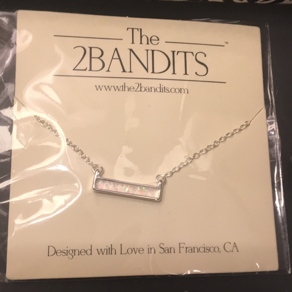 The 2Bandits’ 18” necklace is Silver & Iridescent